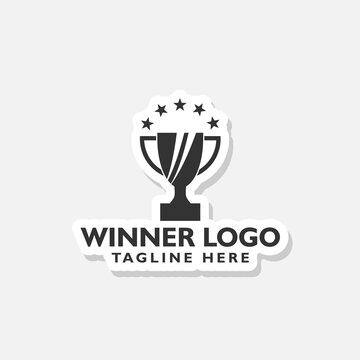 Winner logo sticker isolated on gray background