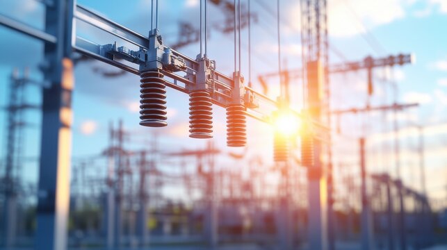 Industrial metal busbars with ceramic insulators in a power grid