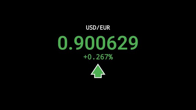 Real time financial data display of USD to EUR exchange rate