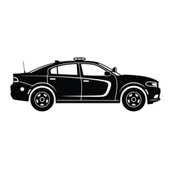 Fototapeta premium Black silhouette icon of a police car side view
