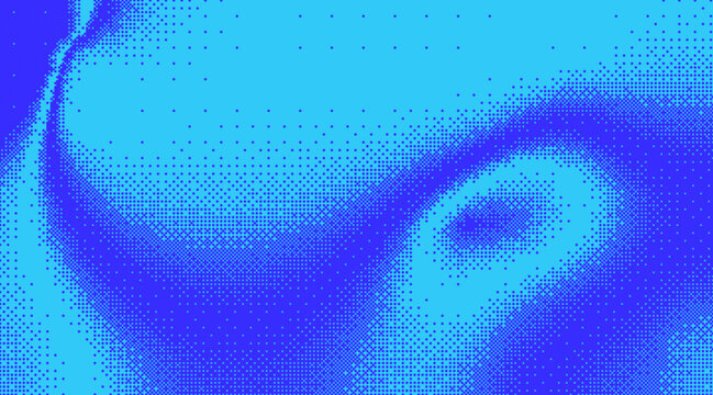 Pixelated bitmap gradient. Retro pixel art, blue dither pattern, 8 bit background. Glitch background texture. Vector technology background, gaming banner, cyberpunk poster
