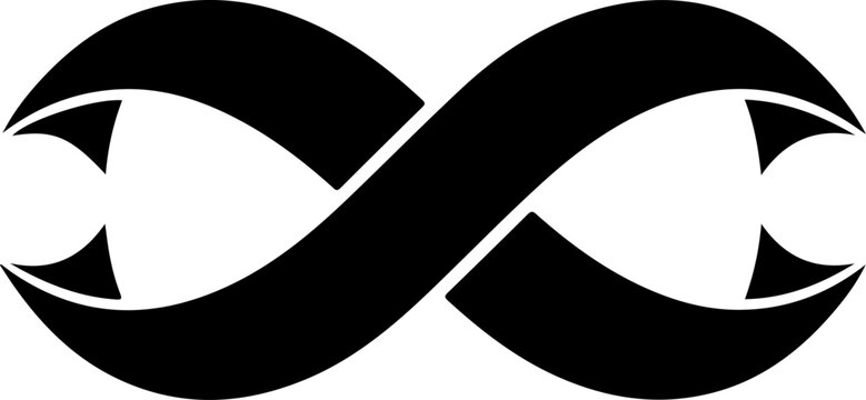 Infinity symbol, black icon, vector graphic, mathematical sign, endless loop