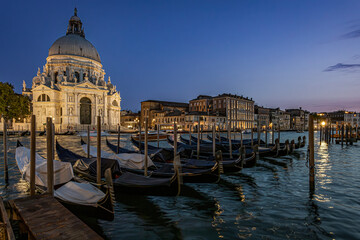 Venice gondolas at twilight, Italy © catalinlazar