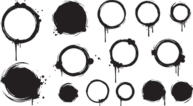 Black Grunge Circle and Blob Set