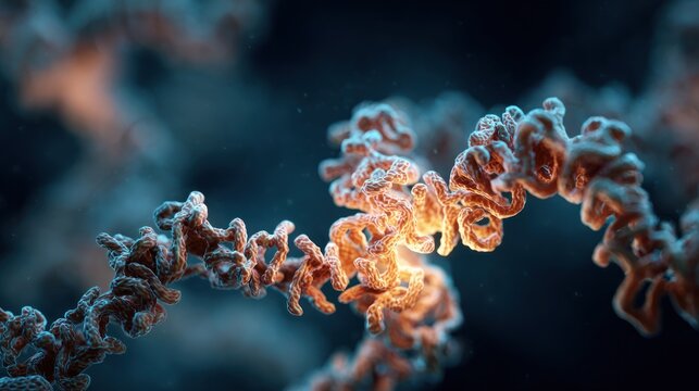 Abstract illustration of a complex biological structure against a dark background