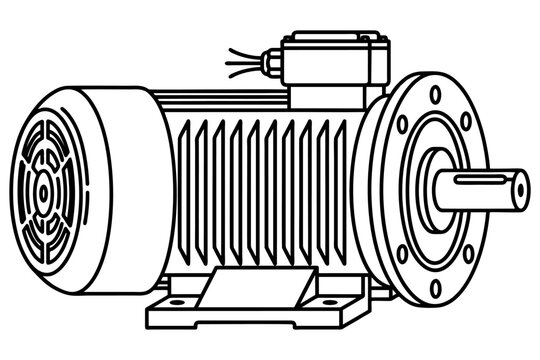 Industrial Electric Motor Engineering Line Icon