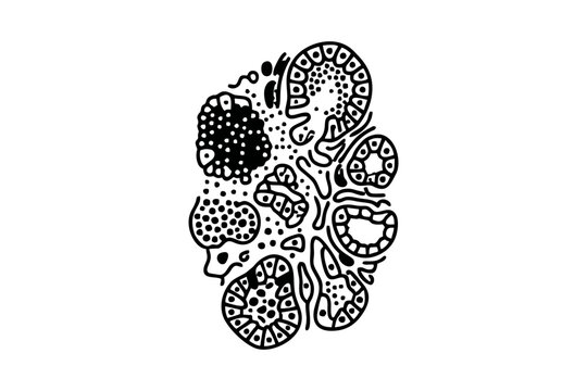 Abstract Microorganisms Biological Cells Line Art