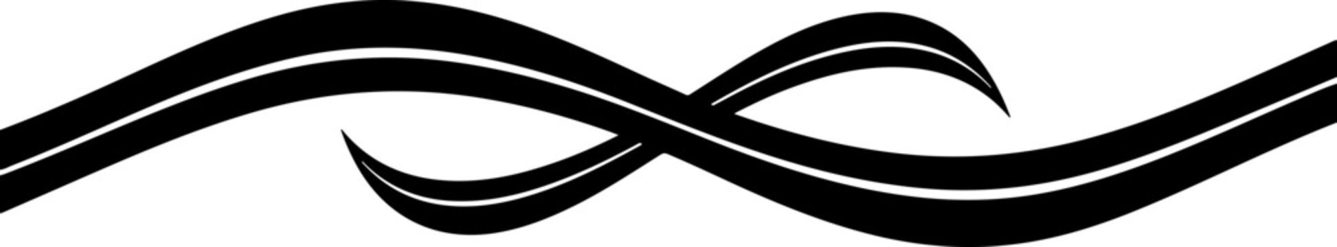 Black, swirling, abstract line art, decorative border, vector design element