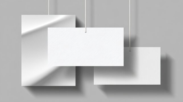 Abstract geometric composition of white squares with shadows on a gradient background