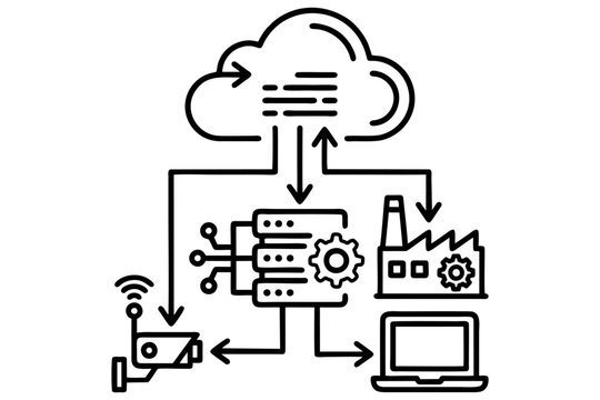 Industry 4.0 Cloud Computing and Factory Automation Icon