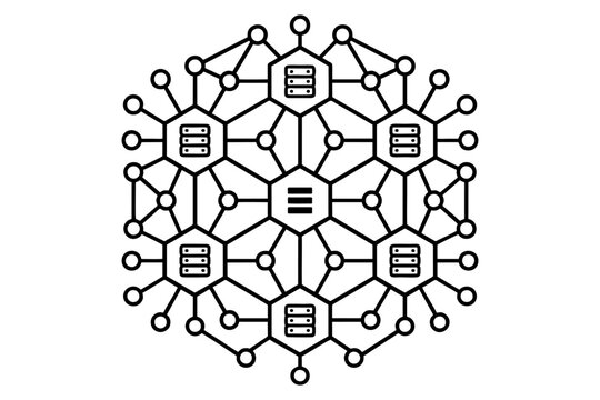 Decentralized Server Network and Blockchain Icon