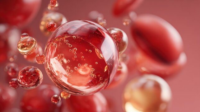 Abstract red orbs floating against a blurred backdrop