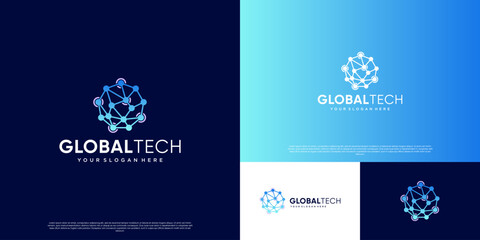 global technology symbols, network connections, digital business services, graphic illustration templates. © dhulpikir