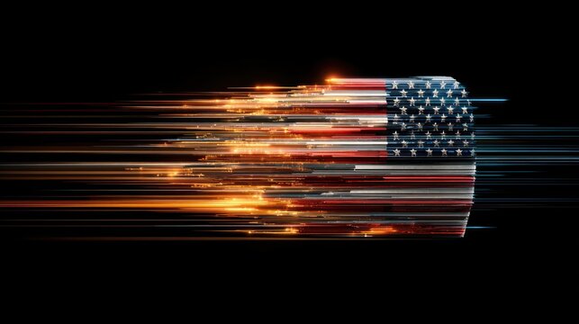 Abstract american flag concept with motion blur and dynamic lighting