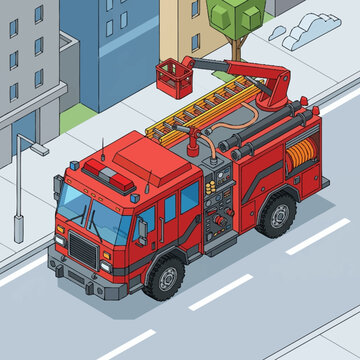 Red Fire Truck Emergency Response Vehicle.