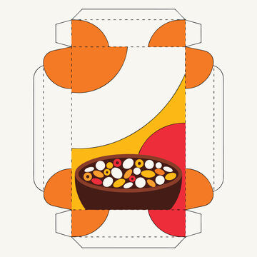 Colorful Cereal Box Dieline Template with Bowl Illustration