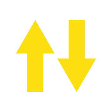 Abstract yellow colour Up-down arrow icon. Symbols of moving up and down.