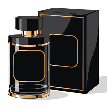 Luxury Black and Gold Perfume Bottle Packaging Box Mockup