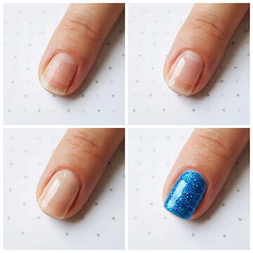 Fingernail polish application process, four stages