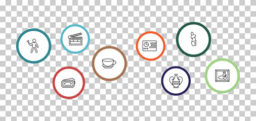 outline museum icons set - cinema, venus de milo, excursion, museum ticket. editable vector for web and mobile ui © IconArt