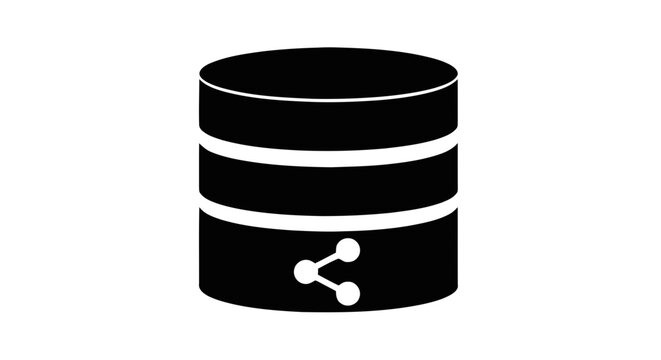 Vector illustration of database icon with share symbol on a transparent background