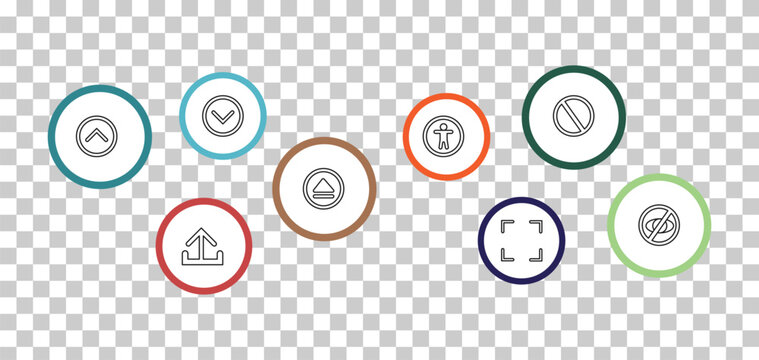 outline interface icons set - down, disable, up, output. editable vector for web and mobile ui