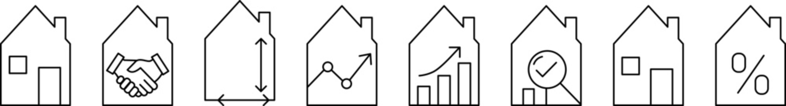 editable  Modern tech residential housing market analytics UI badges graphics bundle and trendy corporate investment agreement presentation template. Creative digital finance loan rent layout shapes