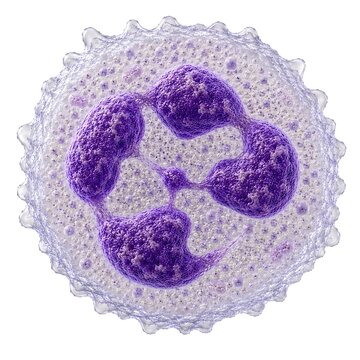 Ultra Realistic Human Segmented Neutrophil White Blood Cell Macro Anatomy Isolated on White Background