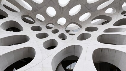 Obraz premium Futuristic Parametric Architecture with Voronoi Geometric Facade