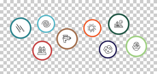 outline astronomy icons set - black hole, space colony, meteor shower, generator. editable vector for web and mobile ui © IconArt