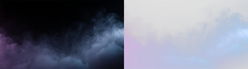 Clouds drift in soft shades of blue and pink against a transparent background during a peaceful day © Liubov