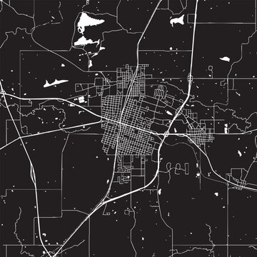 McAlester Oklahoma Vector Map, Detailed City Street Map Black and White Minimalist Line Art