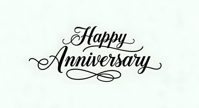 Happy anniversary typography text wishes in elegant calligraphy