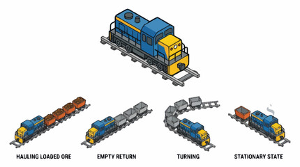 Colorful Lego Train Set with Various Locomotive States. © Dalijo