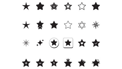 Fototapeta premium Diverse set of black star icons and rating symbols for website interface design element.