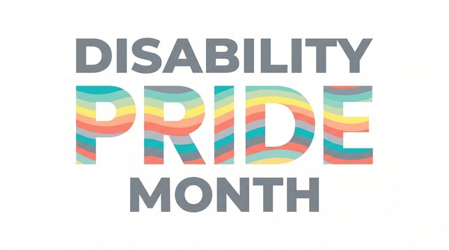 Disability pride month colorful logo on white background