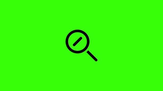  Animated magnifying glass zoom out icon on green screen