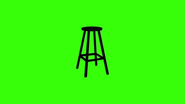 Bar stool icon heavy drop animation on green screen