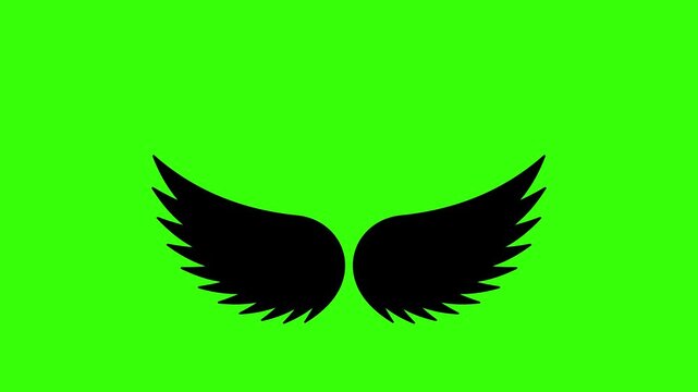 Black wings flapping loop animation on green screen