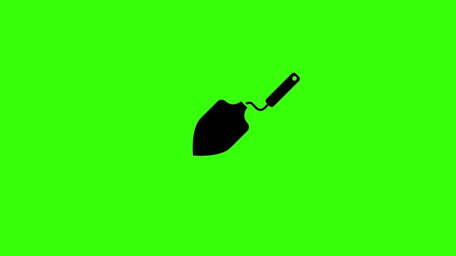 Garden trowel icon digging animation loop on green screen