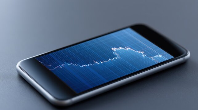 Smartphone displaying algorithmic trading analytics and financial market insights
