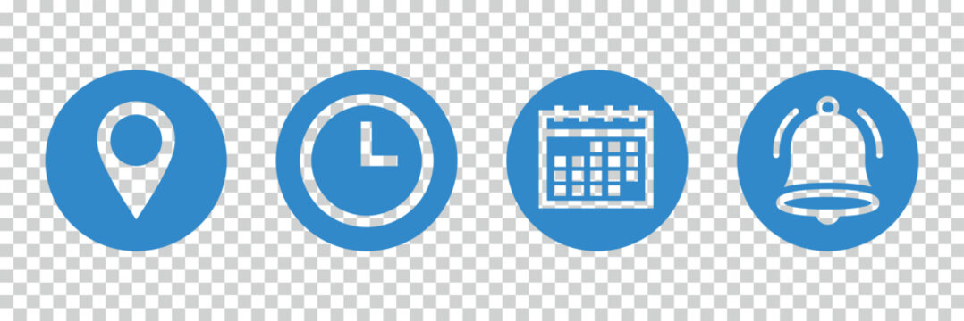 Location Time Calendar And Bell Icons With Transparent Background