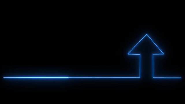 Blue Glowing Neon arow Home Icon Animation &ndash; House Symbol Sign Seamless on Black Background.4k animation video