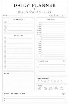 Minimalist daily planner page template