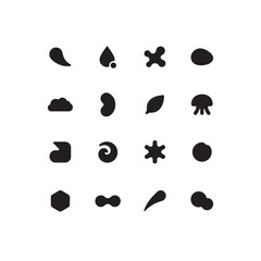 Fototapeta premium Graphic collection of liquid and amoeba shapes for professional design work on isolated background.