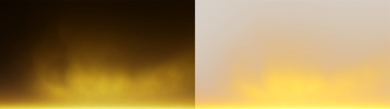 Bright yellow light on a transparent background showing soft blending of colors at sunset time
