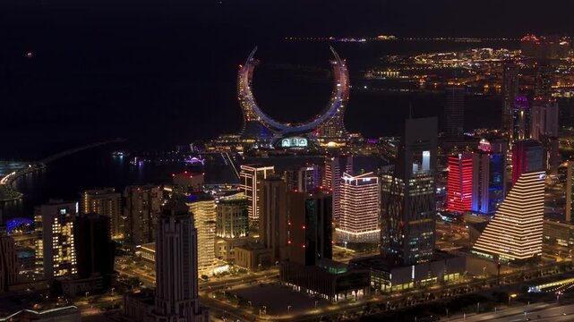 Qatar Lusail Marina Aerial View at Night
