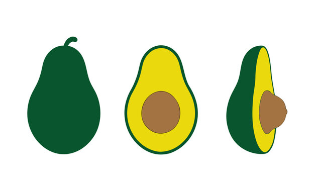 set of avocado fruit