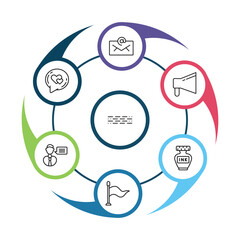 outline communications icons set - emails, i love you, bullhorn, waving flag. editable vector for web and mobile ui © IconArt