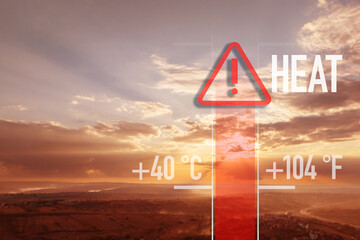 Graphic concept of a heat dome phenomenon trapping extreme high temperatures © scharfsinn86